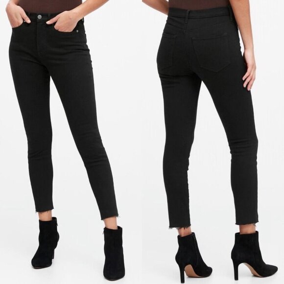 Banana Republic Women’s Size 28 Black High-Rise Skinny Jeans Raw Hem - Picture 1 of 7